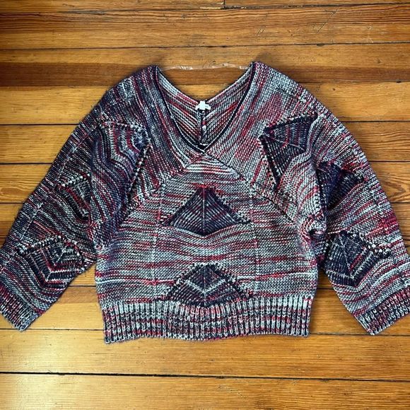 En Creme Chunky Multicolored Fuzzy Knit Sweater - Picture 1 of 7